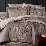 Единичен спален комплект памучен сатен - ЕВАН кафе